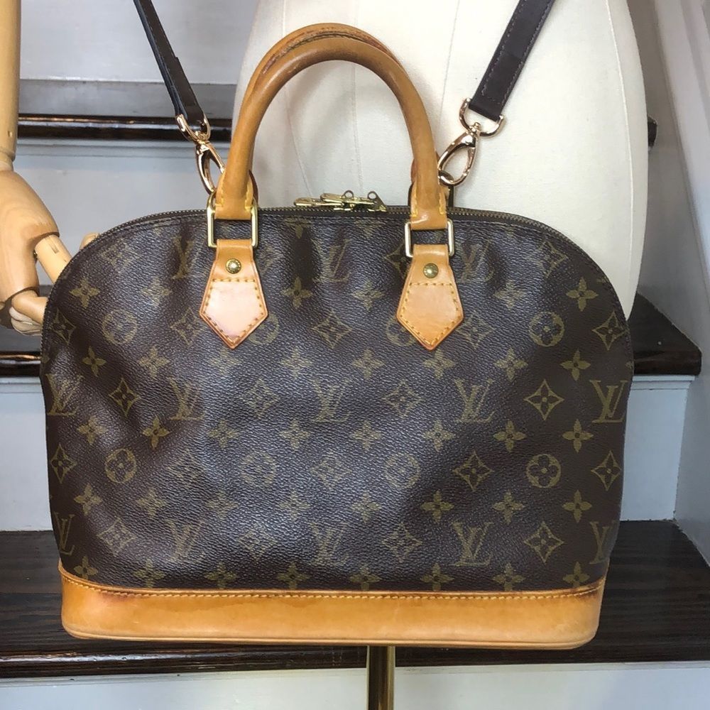 LOUIS VUITTON Alma Monogram Top Handle Crossbody Shoulder Bag BA0927